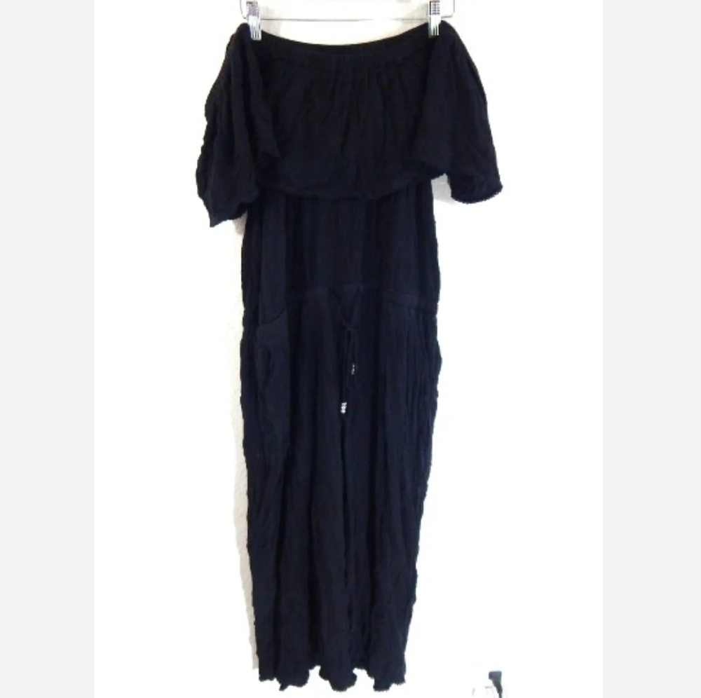 City Chic Black Crepe Off Shoulder Jumpsuit